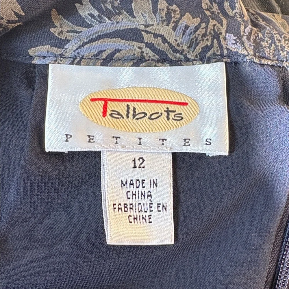 Talbots 100% Silk Long Skirt Lined Floral Paisley Blue size 12 Petite - Picture 2 of 10